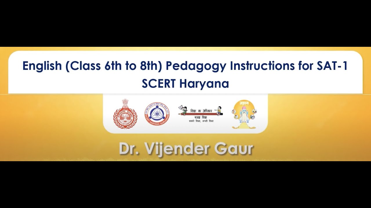 English (Class 6th to 8th) Pedagogy Instructions for SAT-1 | SCERT Haryana