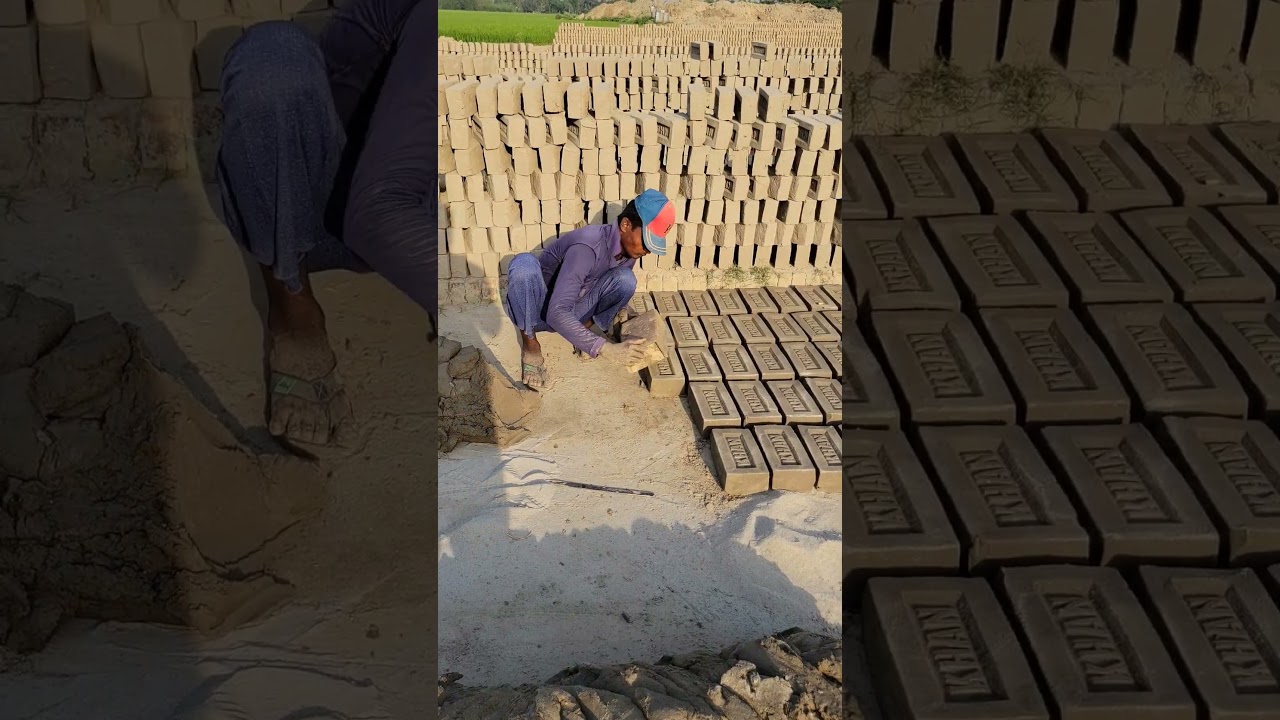 Brick making in a traditional wood Box. #shorts #brickmaking #brickfield