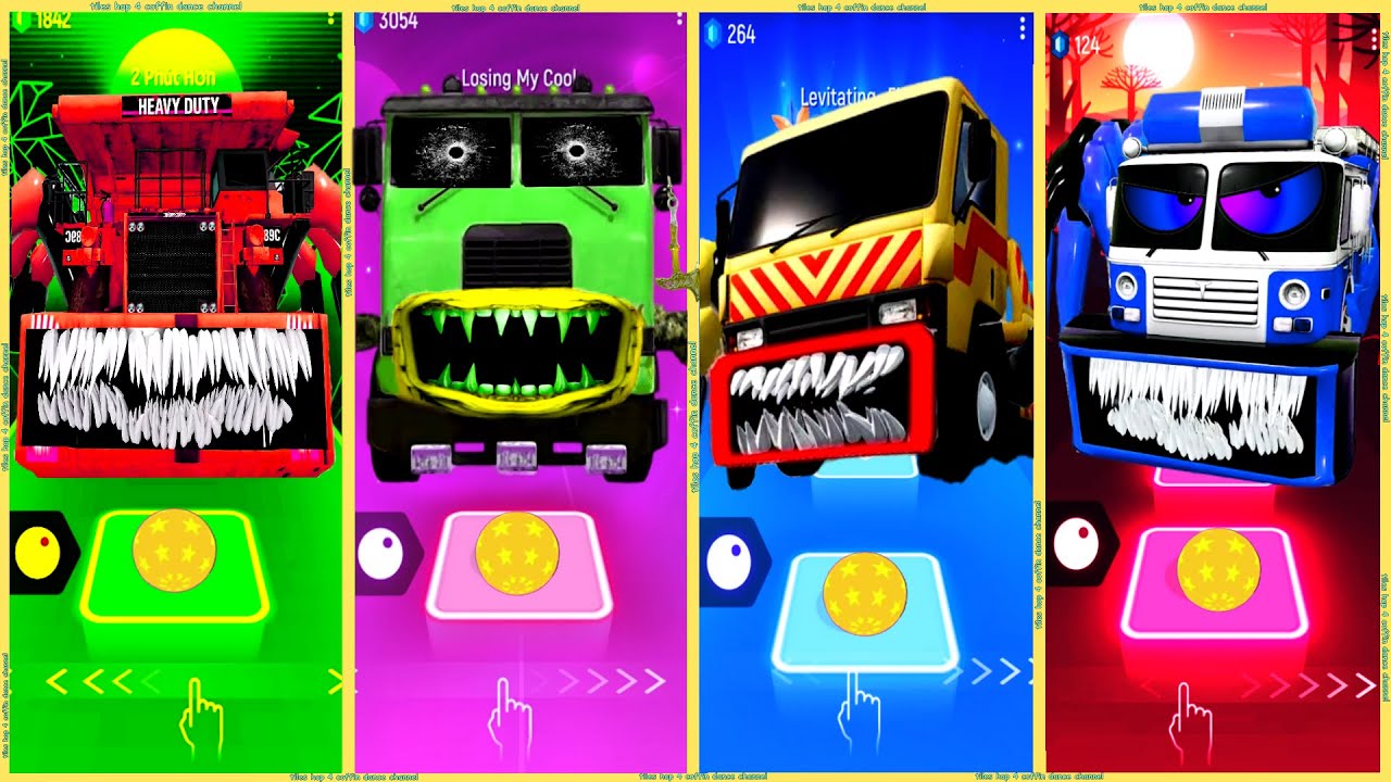 coffin dance - Dump Truck Eater vs Truck Eater vs Tow Truck Eater vs Fire Truck Eater | Tiles HOP ❗