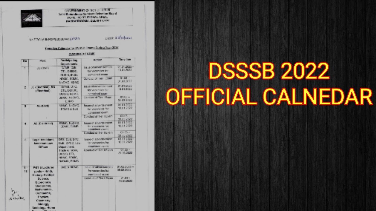DSSSB EXAM CALENDAR 2022 OFFICIAL EXAM DATES ||PRT teacher assistant teacher dsssb// LDC/JE DSSSB