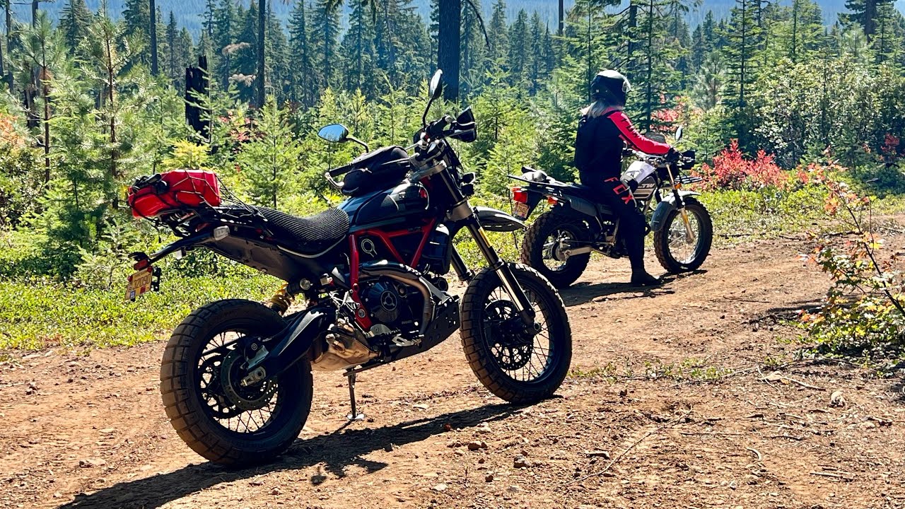 Ducati Desert Sled and Yamaha TW200 take on Single Track trails at Rock Creek OHV.
