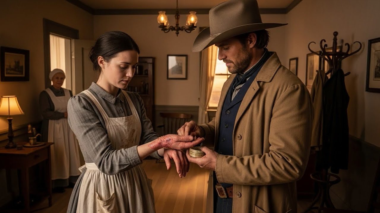 Her Hands Were Raw From The Lye Soap At The Laundry, The Cowboy Rubbed Salve Into Them Every Night