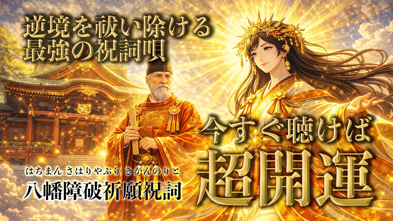 【今すぐ聴けば苦難突破 / 八幡様】聴くだけで逆境を跳ね返し乗り越える力を授かれる「八幡障破祈願祝詞」歌うたひ【最強祝詞歌】（字幕あり）
