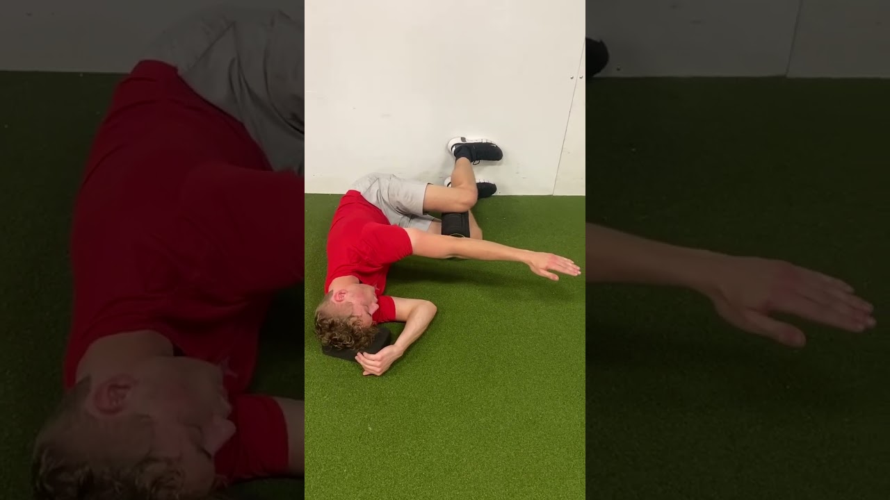 Right Sidelying Left Hip Shift w/ Left Arm Reach
