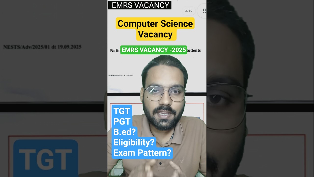 EMRS New Vacancy 2025 🔥 | TGT/ PGT Computer Science | Seats, Eligibility,Exam Pattern #emrsvacancy