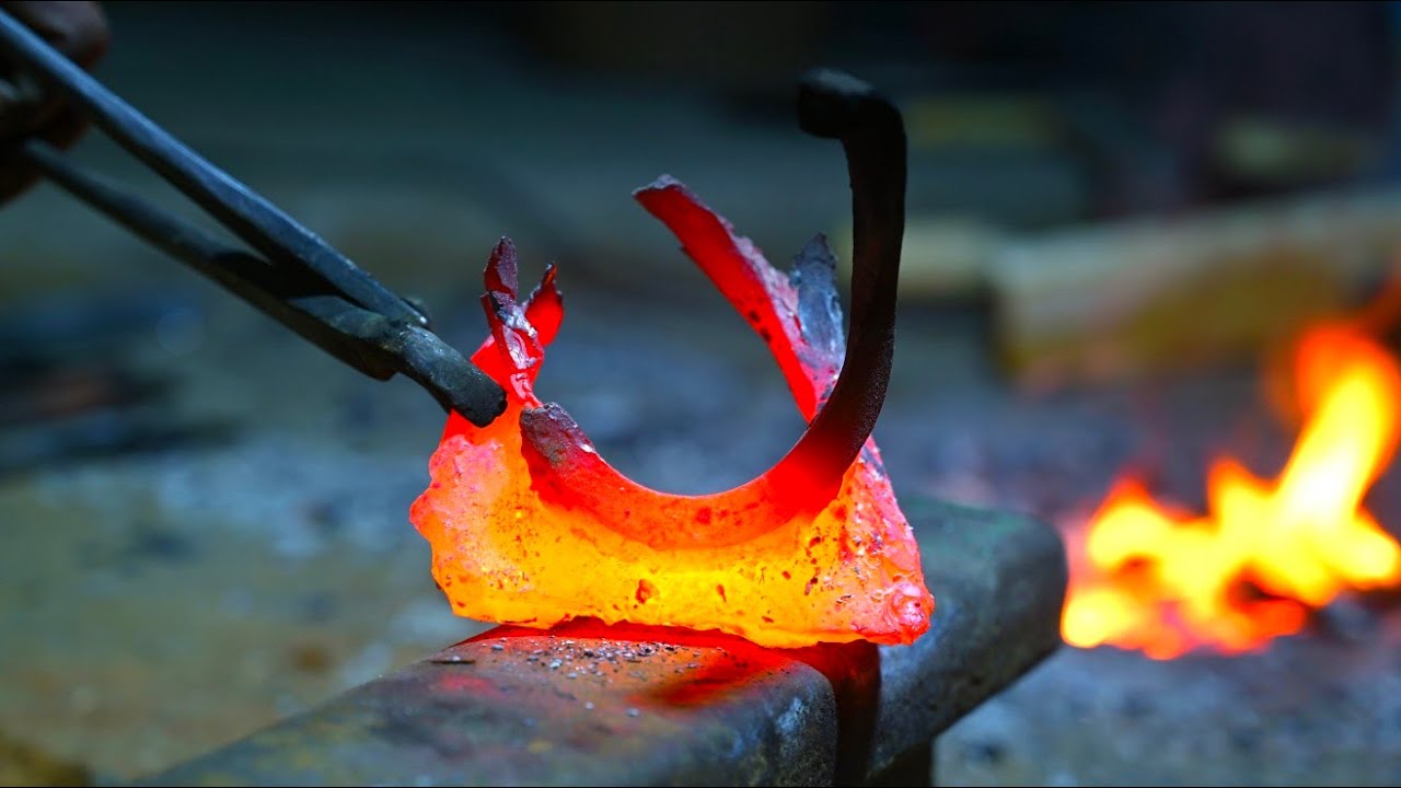 The blacksmith made dangerous weapons for hunting in the forests from the iron of a truck.
