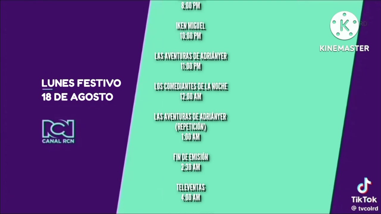 Programación canal rcn domingo 17 de agosto y lunes festivo 18 de agosto de 2025