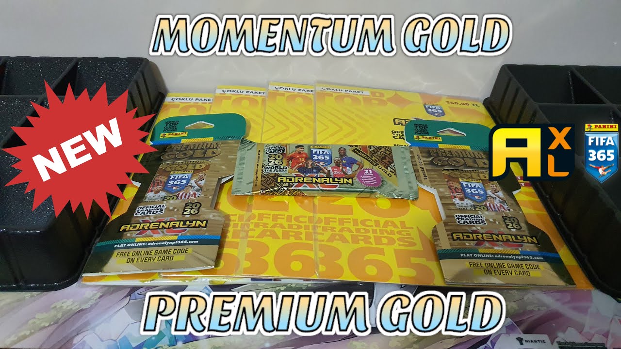 Yeni ! Momentum Gold + Premium Gold Paket ! Panini Fifa 365 Adrenalyn XL 2026 &Ccedil;oklu Paket x 4 !