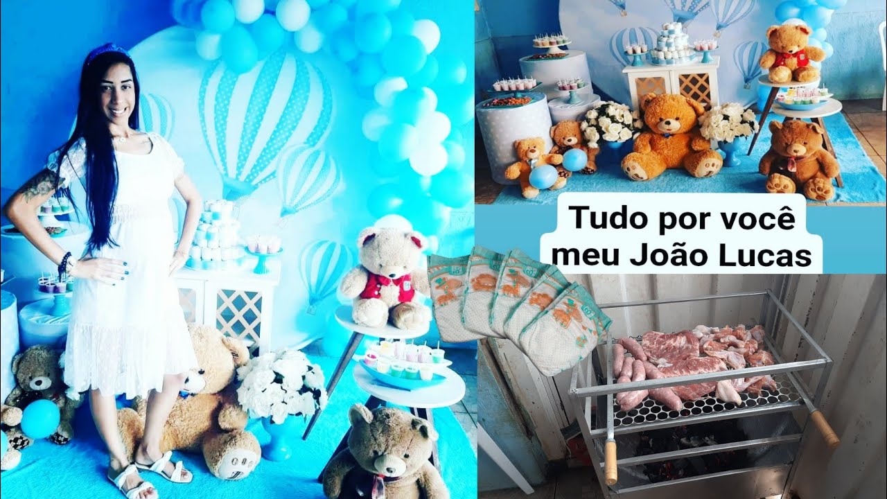 Vlog ch&aacute; de fralda, o dia chegou💙🤰🏻#churrasco💥