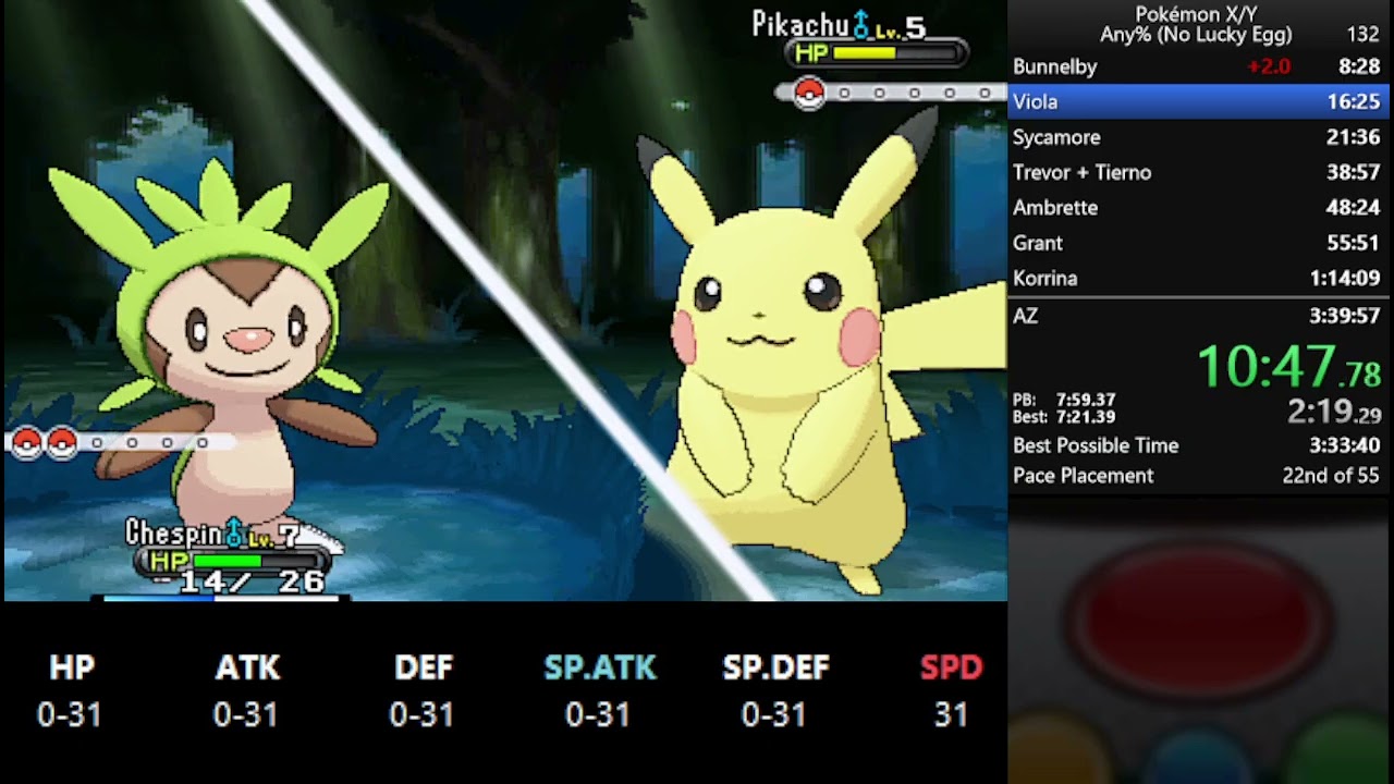 Pokémon X/Y Any% Speedrun in 3:38:41 (Current World Record)