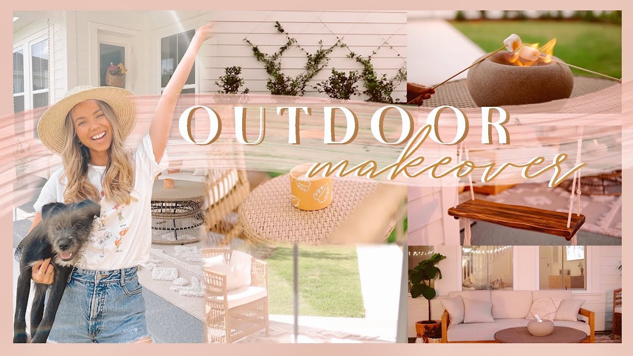 OUTDOOR PATIO MAKEOVER | DIYs, new furniture, & gardening! 🌼