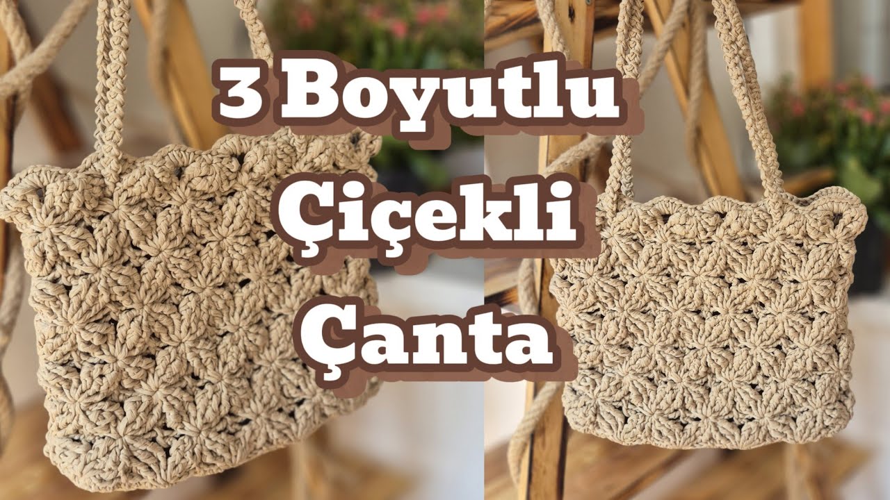 3 Boyutlu Kore Modeli Çanta Yapımı 🌸 #cantayapimi #crochet #crochetpatterns #knittingbagmodels