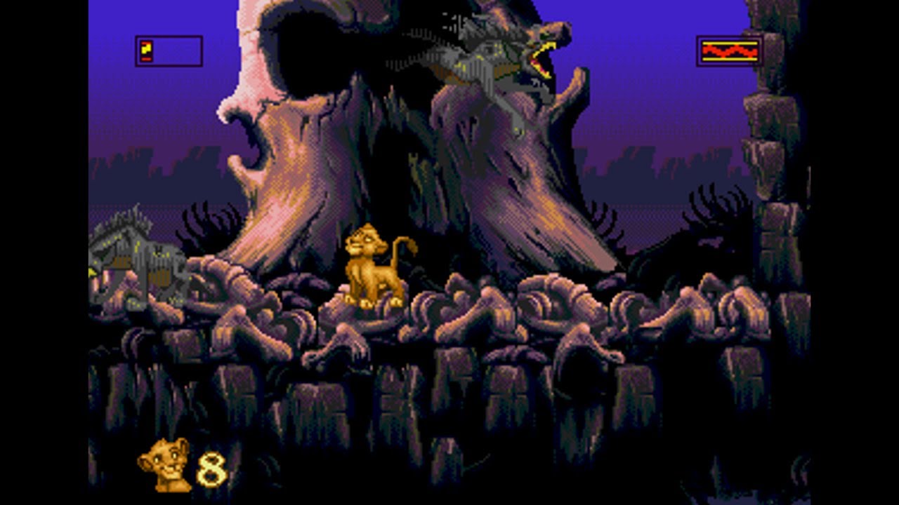 The Lion King (Genesis, Enhanced Color Hack): Level 3: The Elephant Graveyard