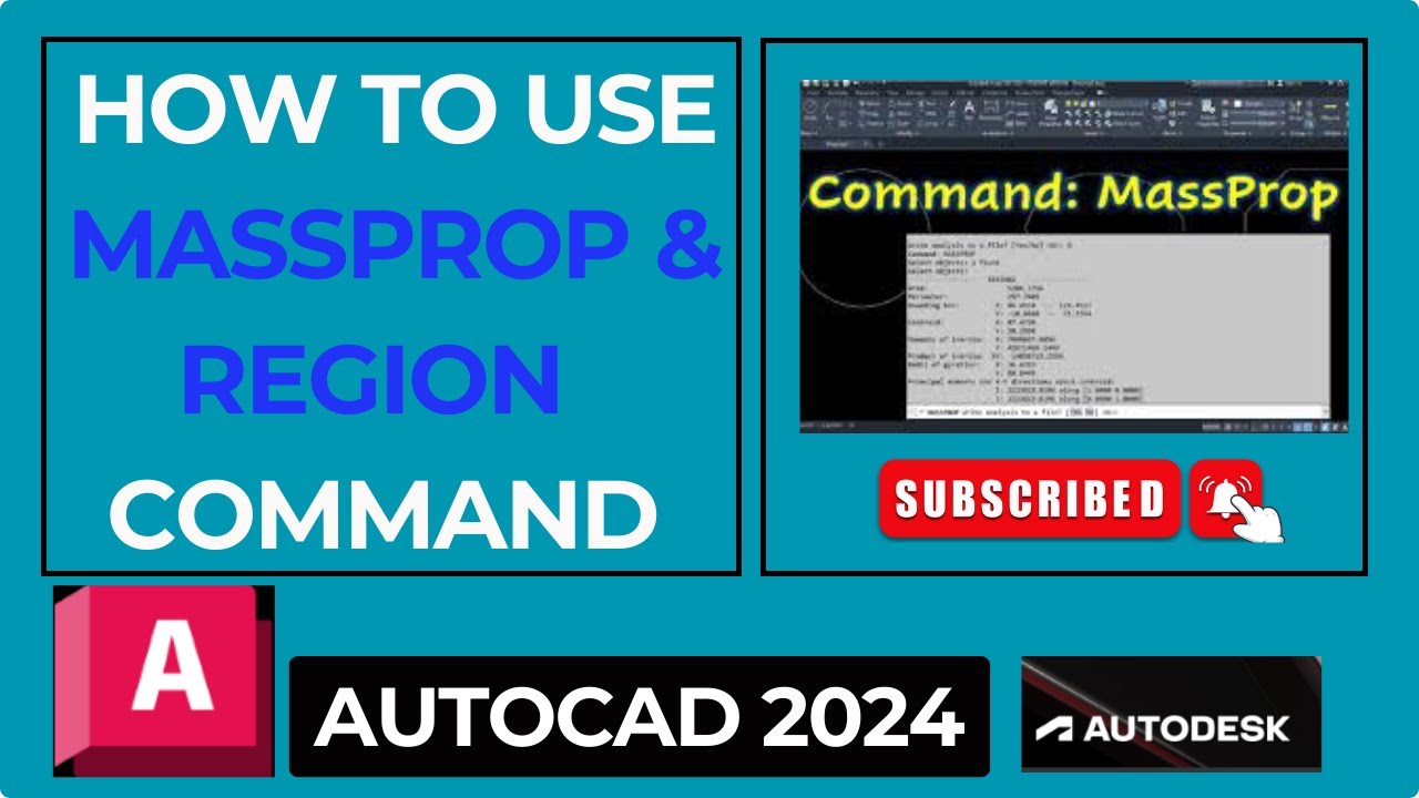 How to use command MASSPROP |how to fine area of object in AutoCAD 2024 |Area of multiple objects