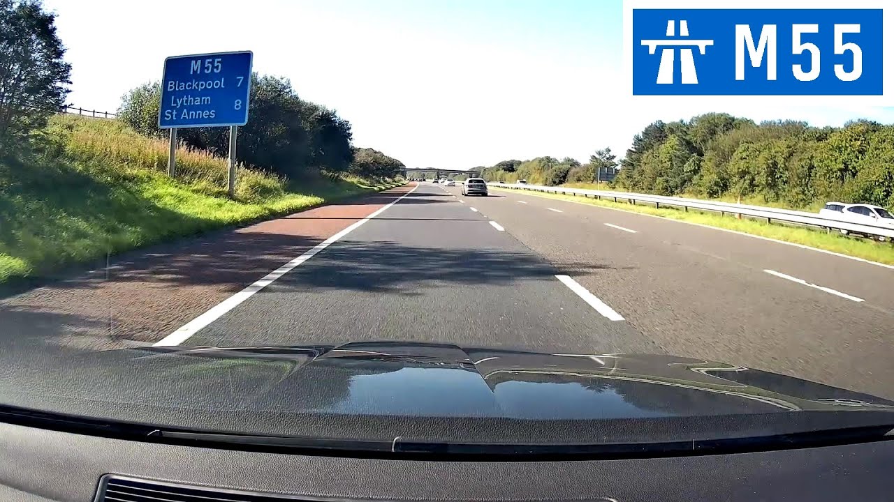 Driving in the UK - M55 Motorway - J3 (A585) to Blackpool
