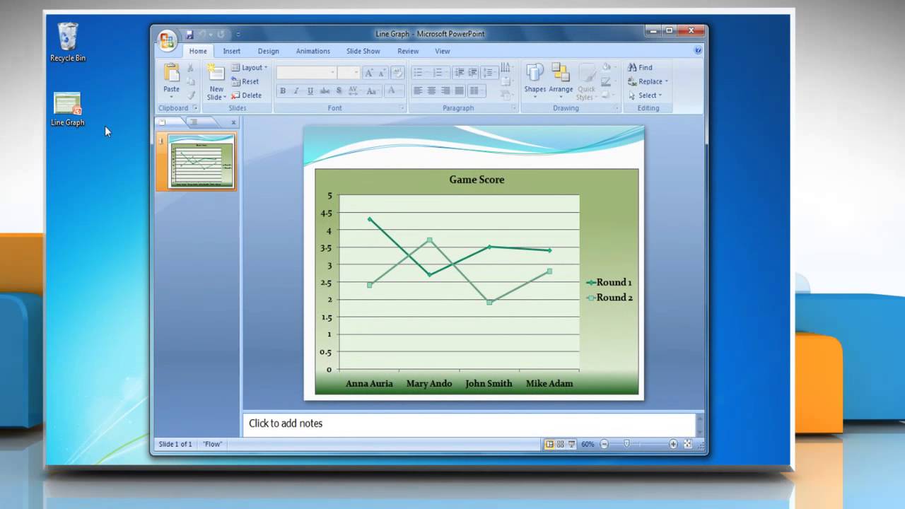 How to add data labels to a line graph in Microsoft&reg; PowerPoint 2007 presentation