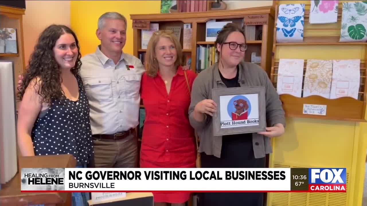 NC governor visiting local businesses 1 year after Helene