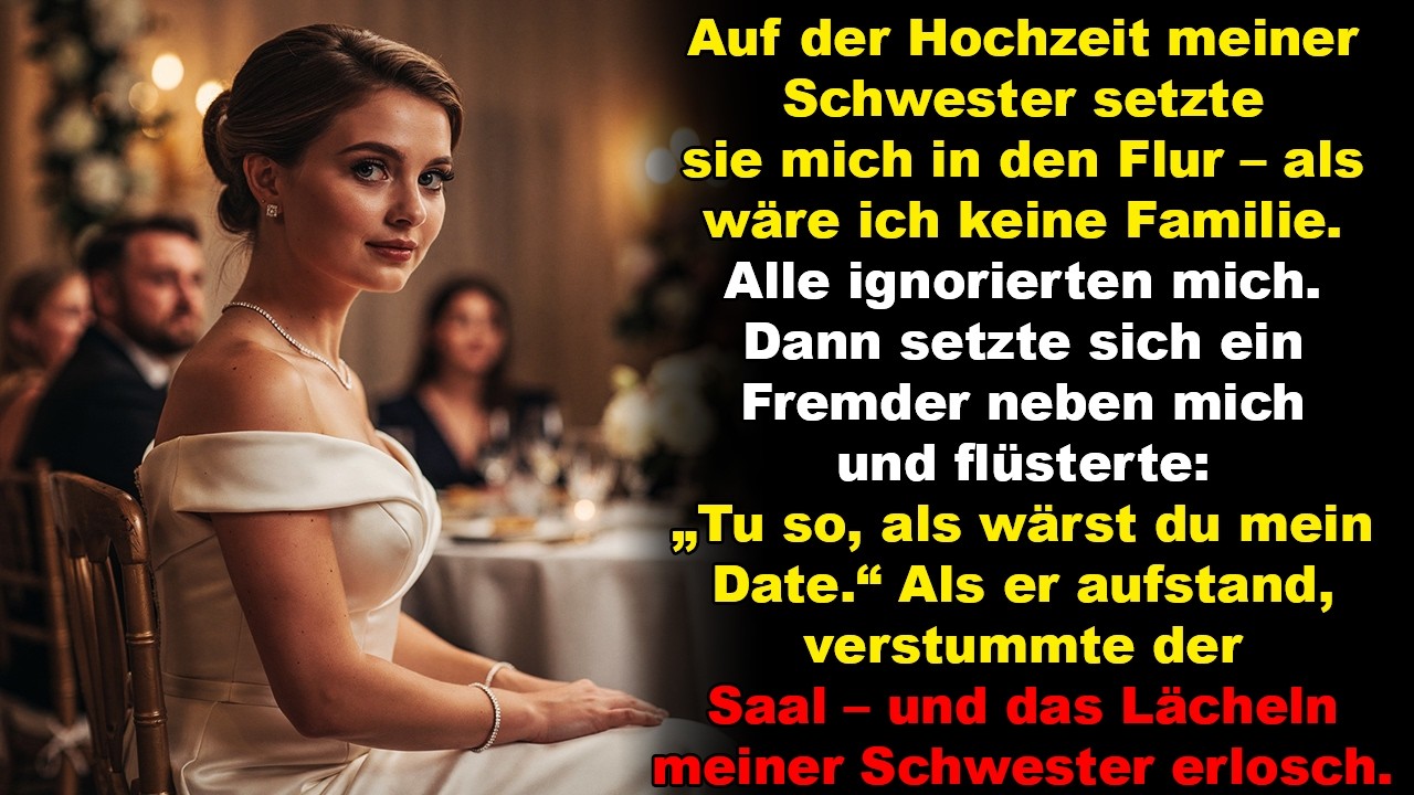 Bei der Hochzeit meiner Schwester setzte sie mich in den Flur – bis ein Fremder meine Hand nahm.