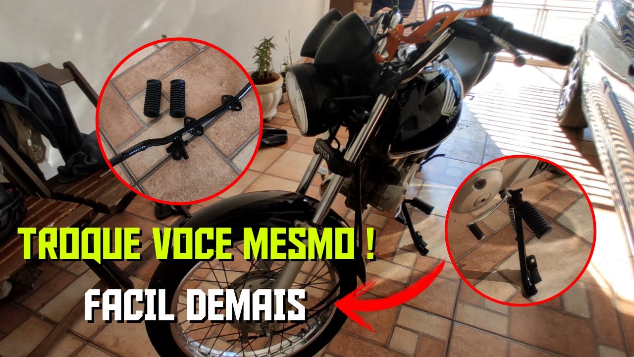 COMO TROCAR ESTRIBO E DESCANSO LATERAL DA MOTO FAN 150, CG, TITAN E START