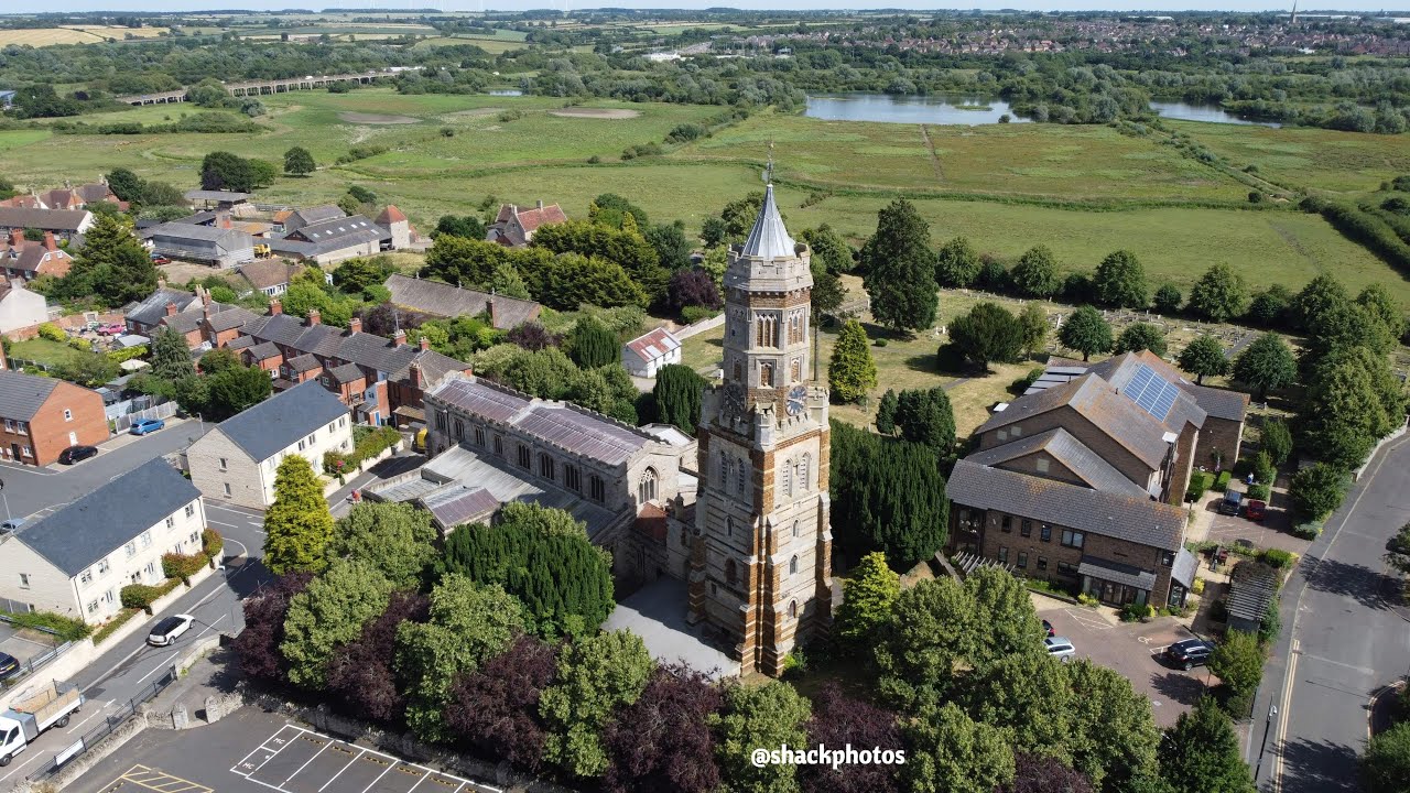 Irthlingborough Flyover, featuring the unique St Peter's Church