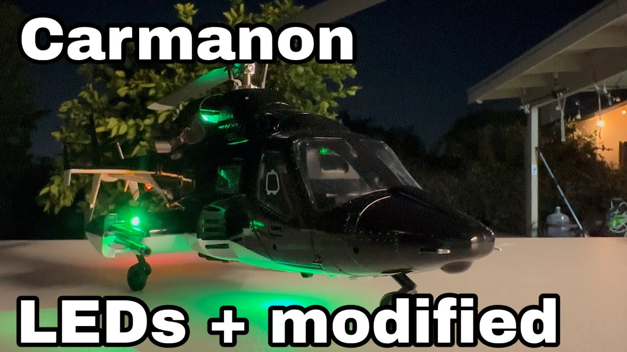 Rc Carmanon Airwolf helicopter LEDs and wheels modification
