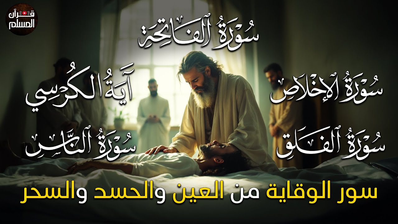 سورة الفاتحة 7 مرات اية الكرسي 7 الاخلاص 7 الفلق 7 الناس 7 وقاية من الحسد والسحر و العين بإذن الله😌