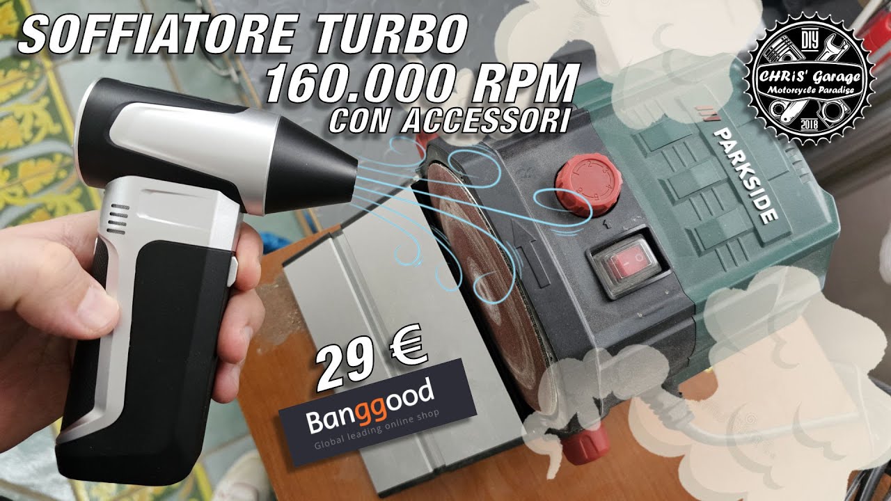 Soffiatore Turbo Jet da 160.000 RPM e 5000 mAh con tanti accessori by Banggood