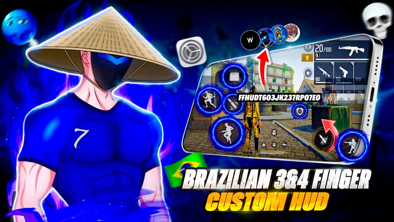 WORLD’S BEST 3 & 4 FINGER BRAZILIAN 🇧🇷 CUSTOM HUD CODE 🔥 FREESTYLE FREE FIRE 😈