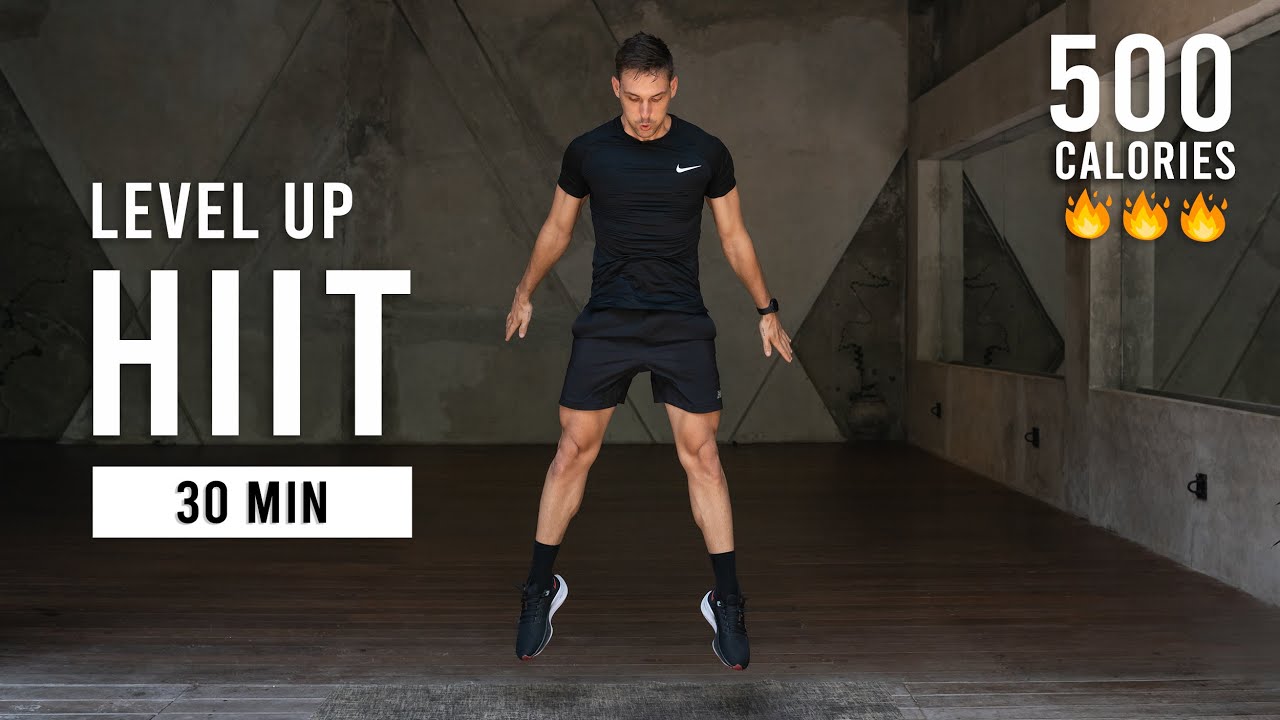 30 Minute Level Up HIIT Cardio Workout (At Home, No Equipment)