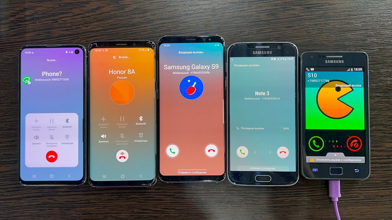 Incoming Calls of the Samsung Galaxy S2/S7/S9/S8/S10e line, Android 4-12
