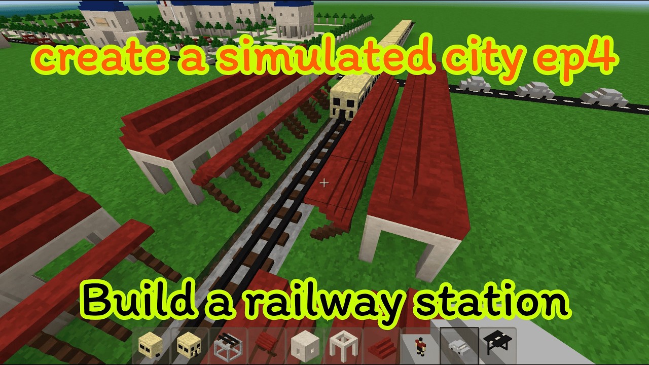 Build a railway station. - create a simulated city ep4 - survivalcraft