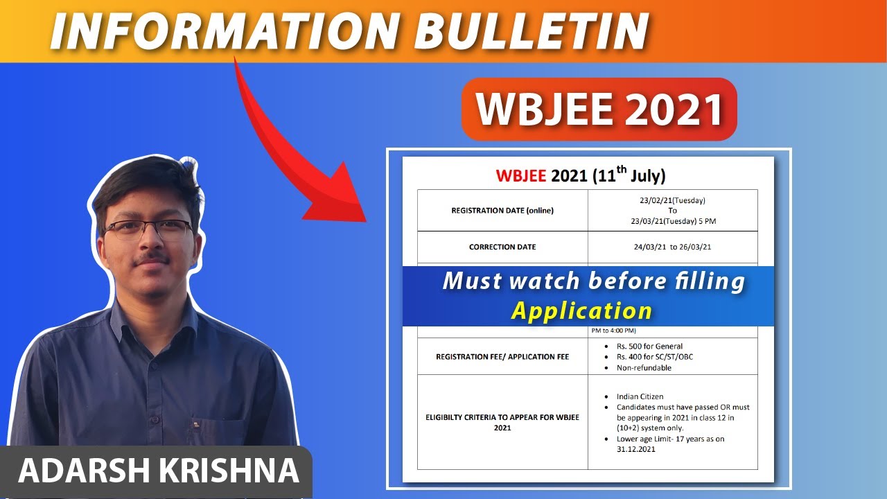 WBJEE 2021 Application form / Registration started | Exam Pattern Eligibility, Seat matrix, Dates