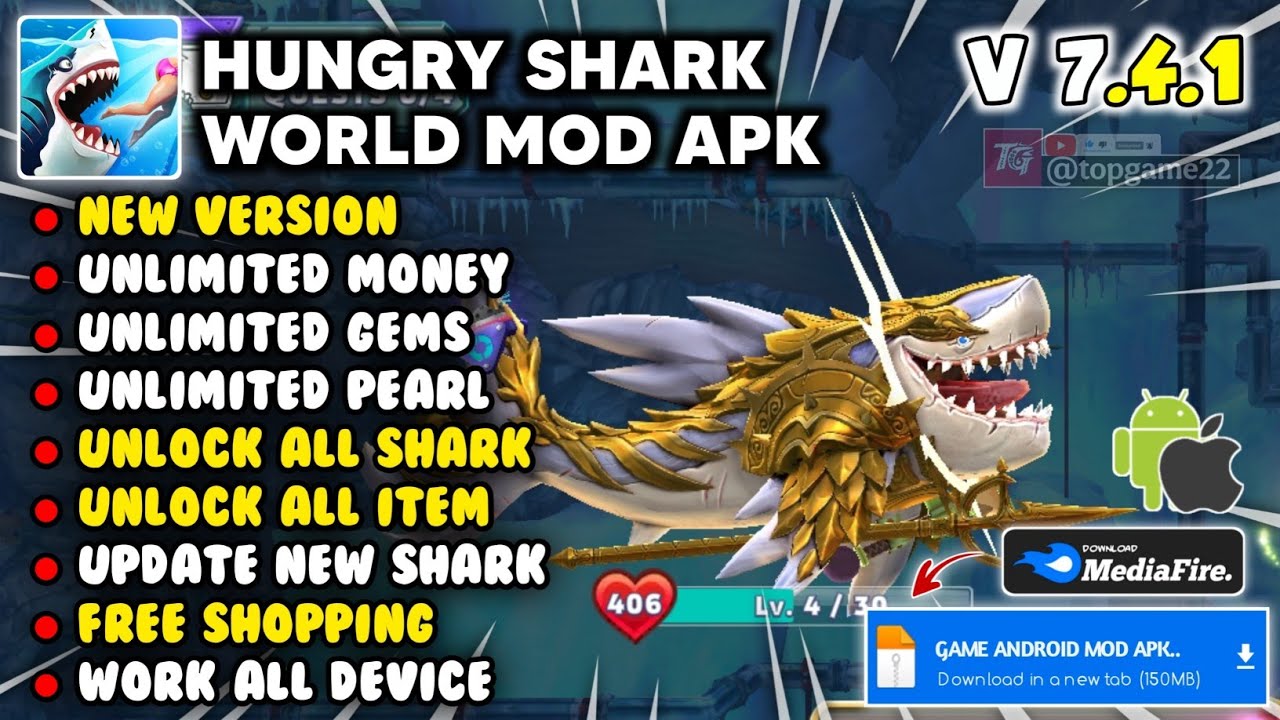 HUNGRY SHARK WORLD MOD APK 7.4.1 НОВЕЙШАЯ ВЕРСИЯ 2026 ГОДА - Неограниченные возможности и разблок...