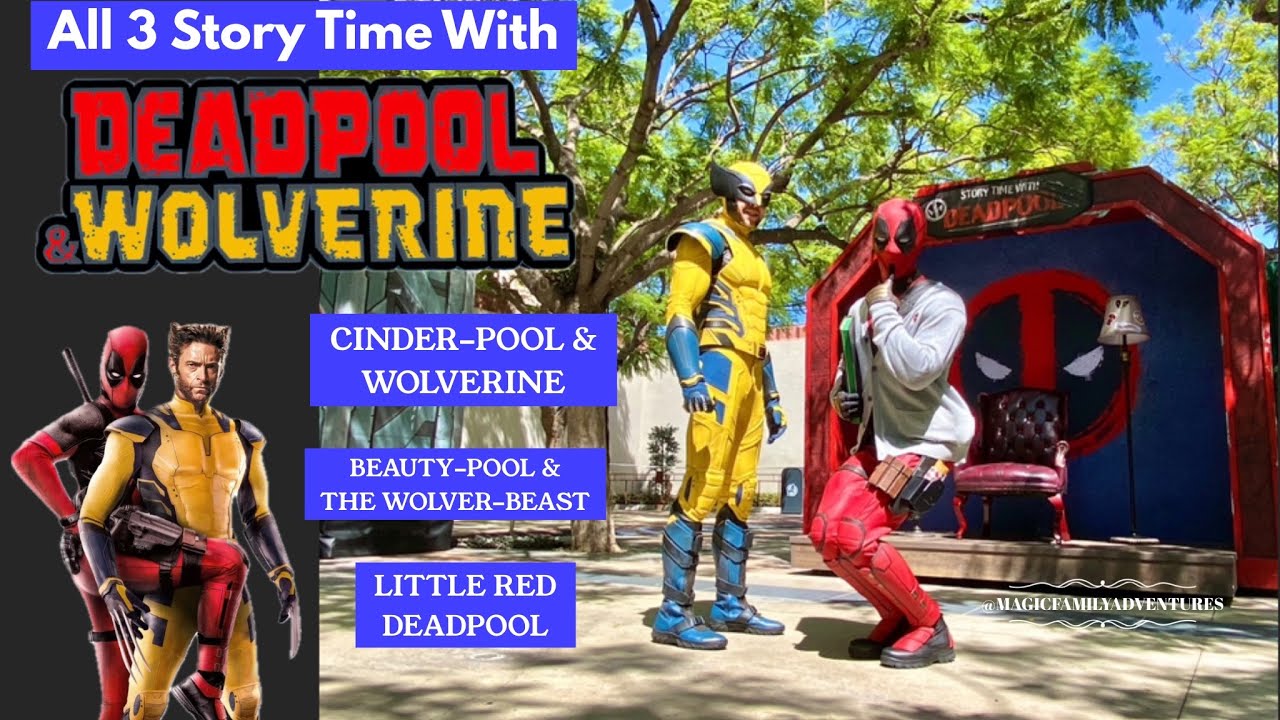 All Three Story Time With Deadpool and Wolverine at Avengers Campus, Disneyland Resort