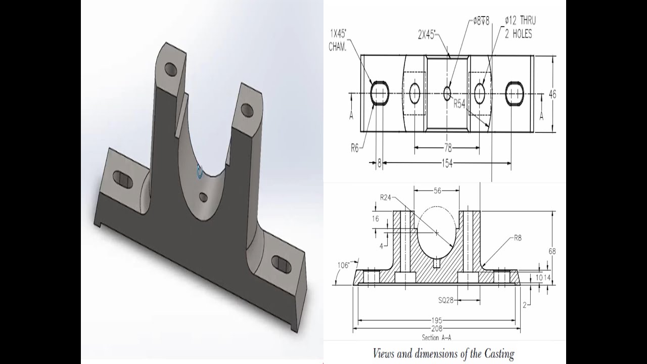 PLUMMER BLOCK Casting base design in Solidworks.