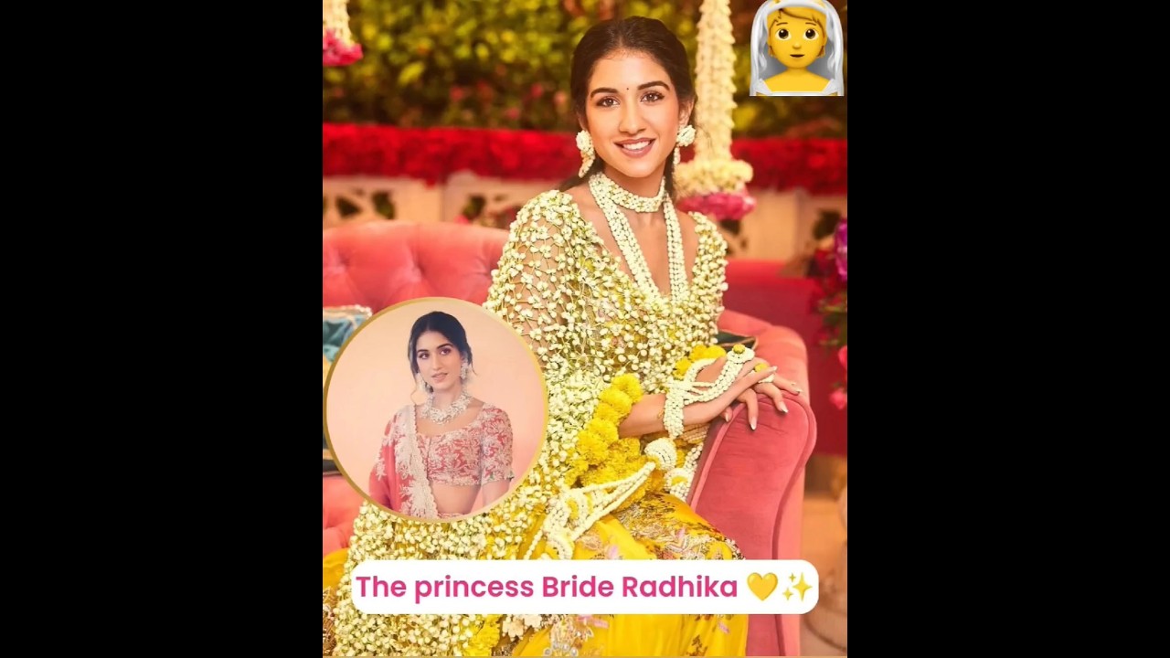 Radhika Merchant in real flower dupatta for Haldi ceremony 