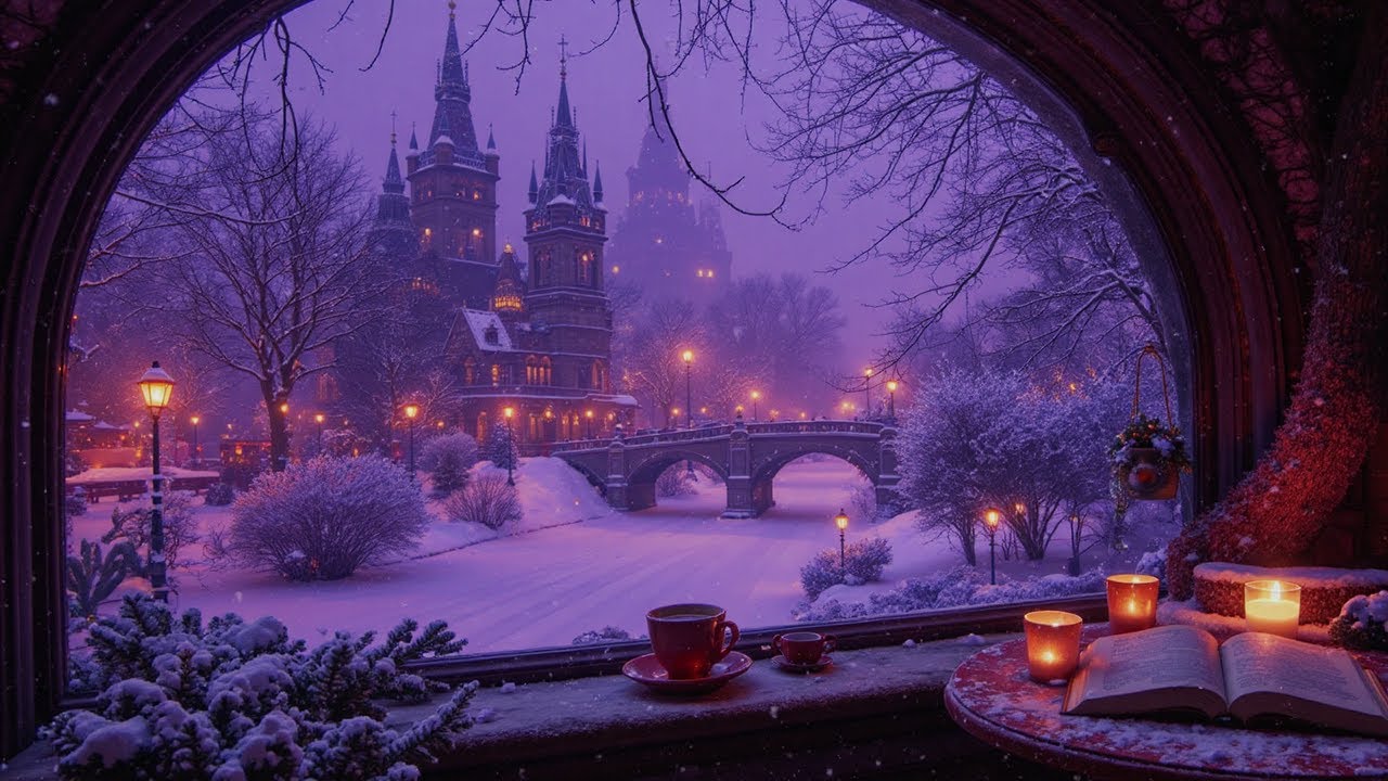 Enchanting Gothic Reading Nook Ambience | Melancholy Piano & Violin | Dark Academia for Winter Night