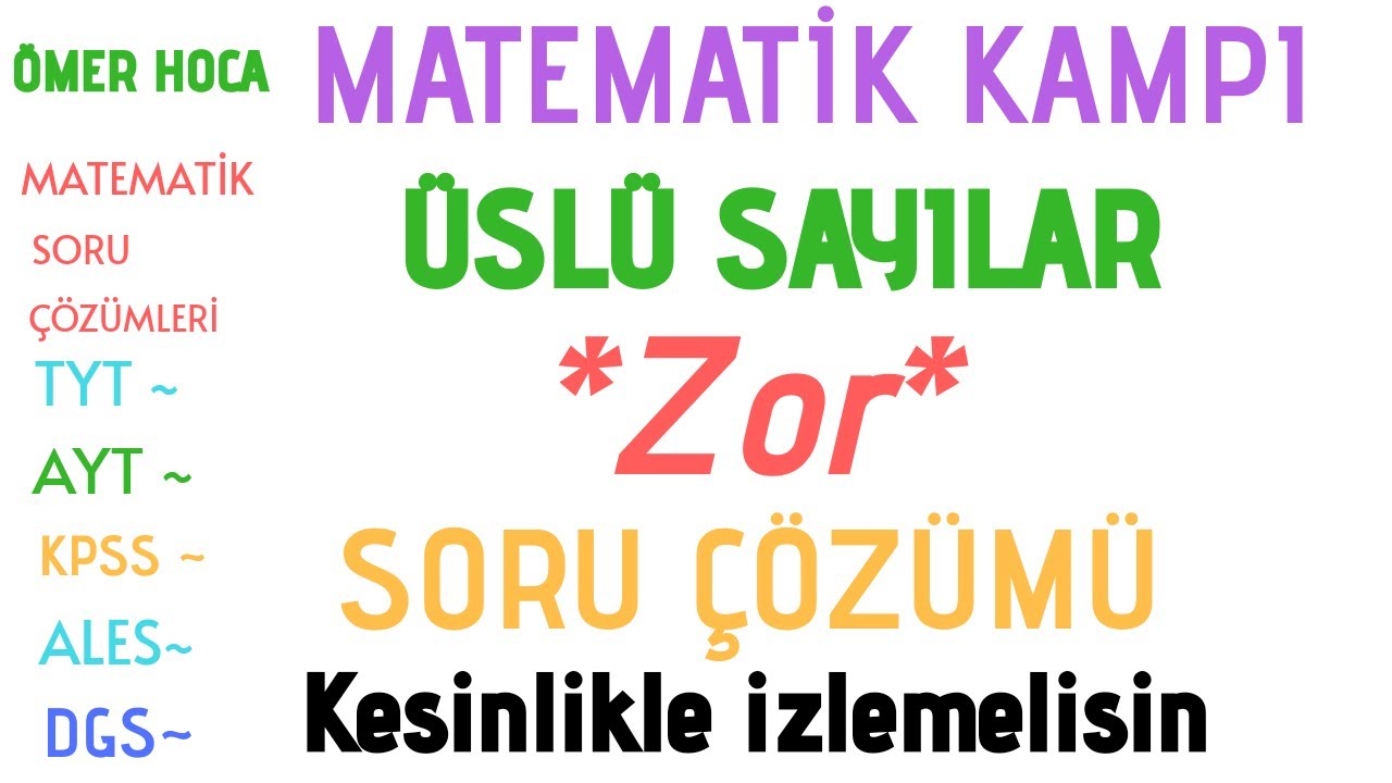 Kpss Üslü Sayılar Zor Soru Çözümleri-1 TYT DGS ALES