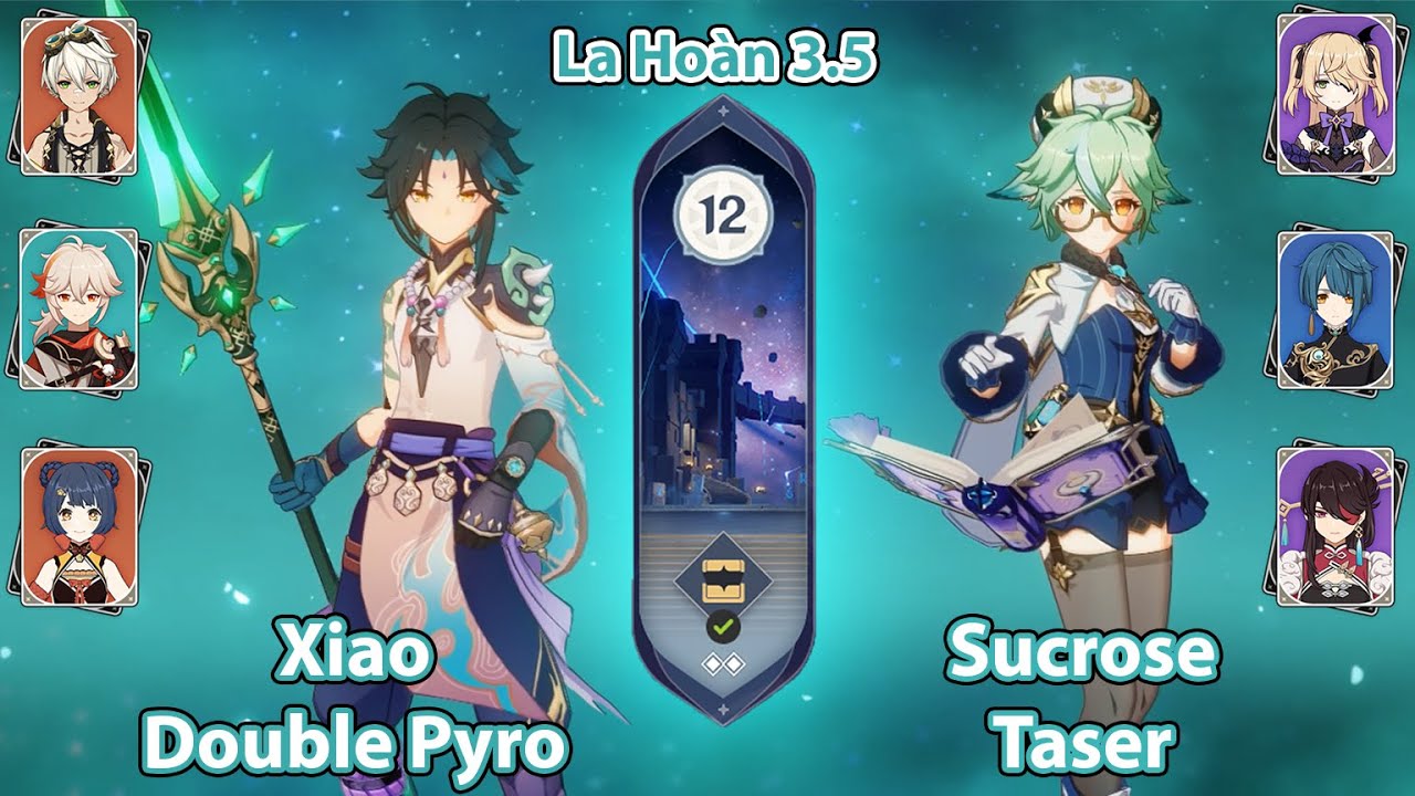 C0 Xiao Double Pyro & C6 Sucrose Taser | La Ho&agrave;n Th&acirc;m Cảnh Tầng 12 | Genshin Impact 3.5