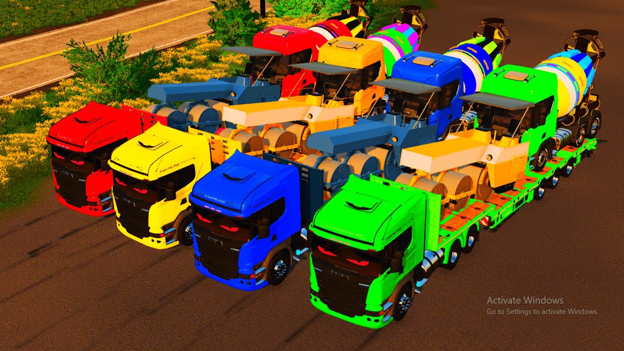 Only ONE Trailer Survives! Scania Hauls Road Roller & Cement Mixer to the Mine | FS22