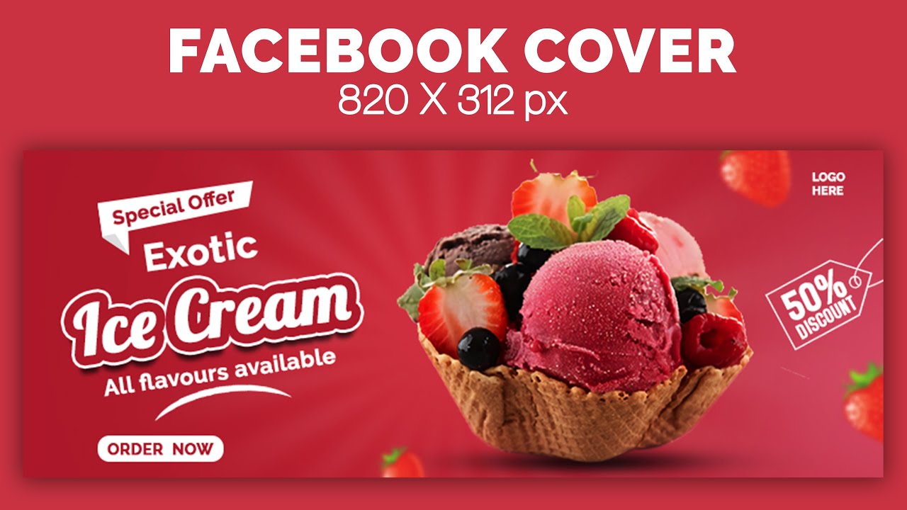 How to Create a Facebook Cover Banner Design | Ice Cream | Photoshop Tutorials