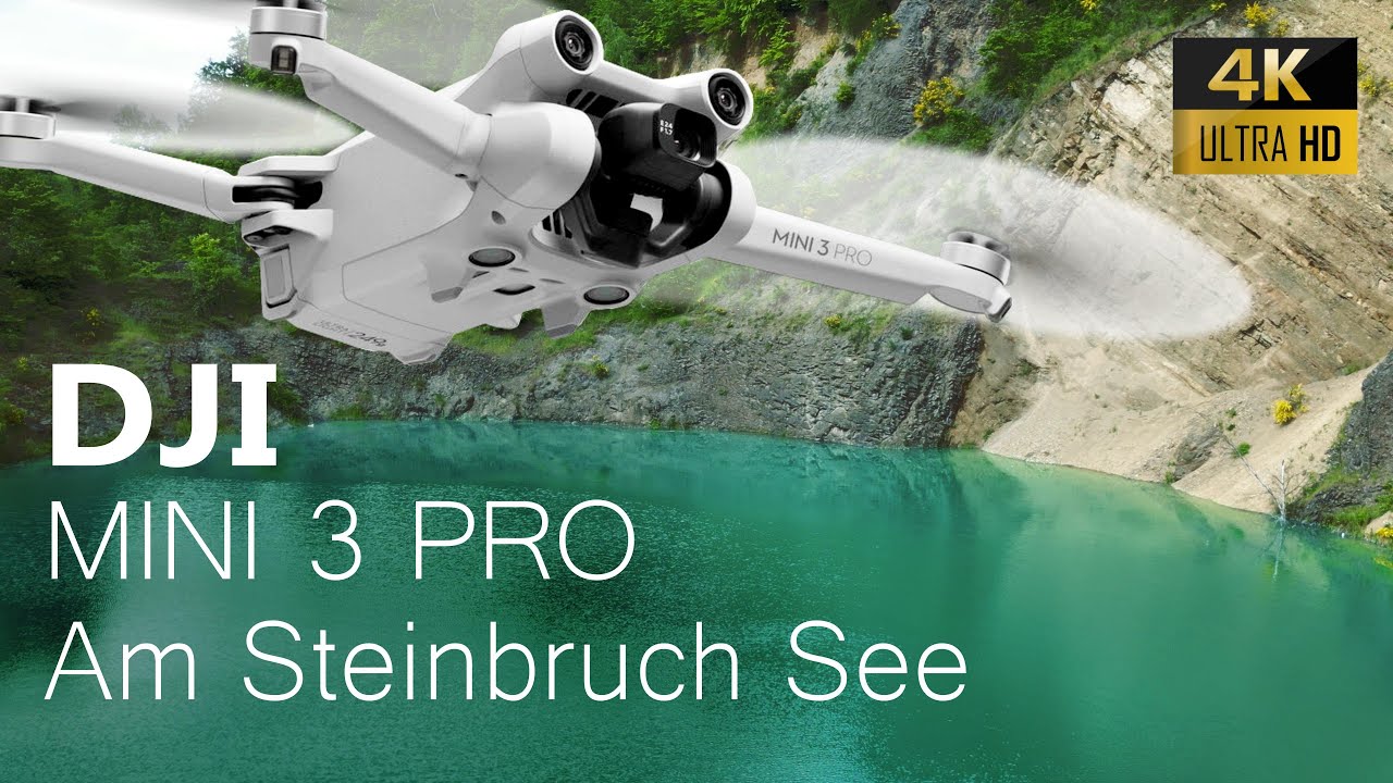 DJI Mini 3 Pro Drohne, Steinbruch See Paradies, At the quarry lake paradise with drone, 4K