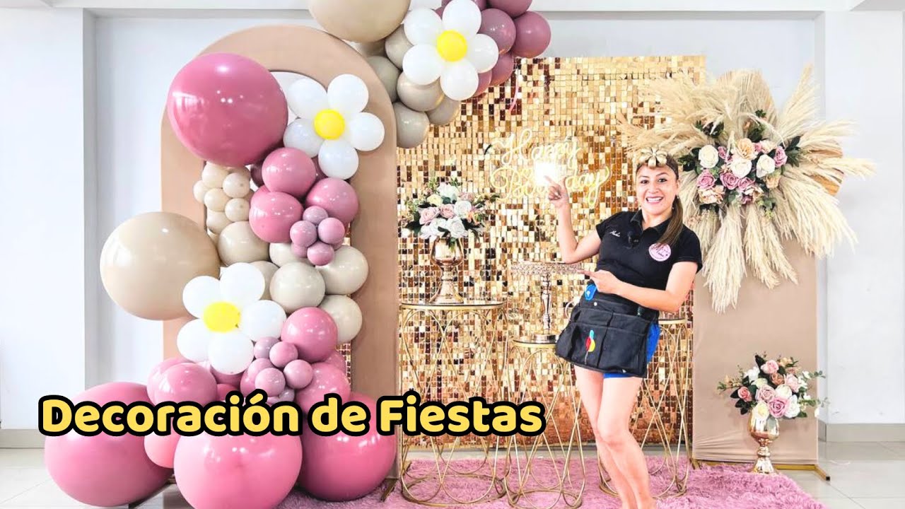 COMO HACER UNA DECORACIÓN CON GLOBOS Y SHIMMER WALL para DAMA 💐💖🎈