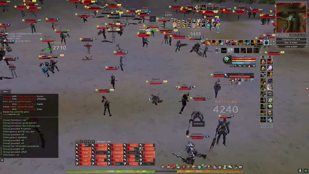 Shaiya Global assasin PVP | 100 vs 100 in D-Water | [GS]Elephant