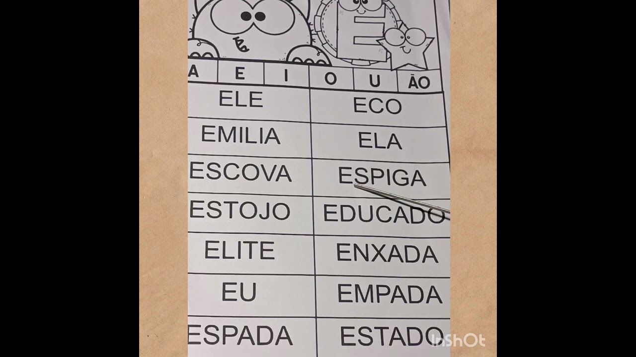 ESTUDANDO PALAVRINHAS COMEÇADAS COM A VOGAL E.