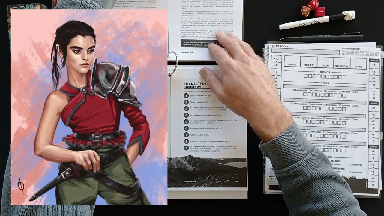 Ironsworn Solo Actual Play 1 Session 0: World Summary & Character Creation; Dark Fantasy TTRPG!