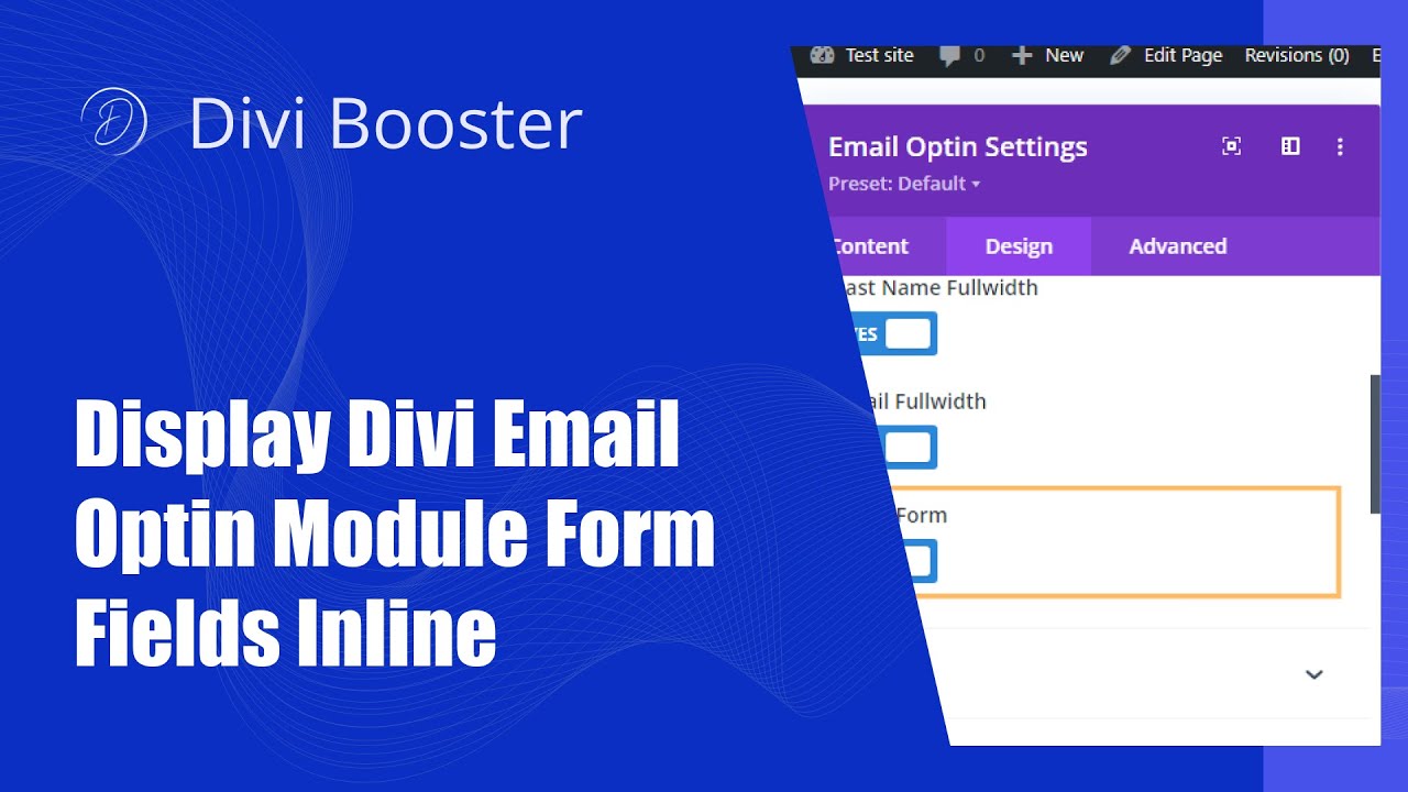 Display Divi Email Optin Module Form Fields Inline