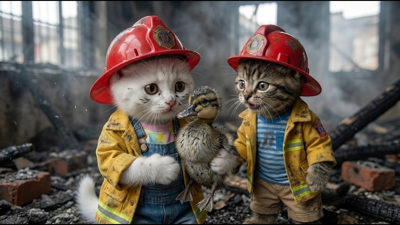 Our kittens save the city, rescue a baby duck and take care of mama!