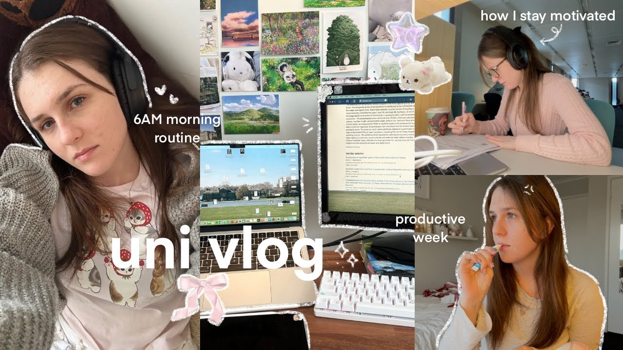 Uni Diaries 👩🏻‍💻 How I Stay Motivated, Productive Week, Library Day, 6AM Morning Routine & Uni Ball!