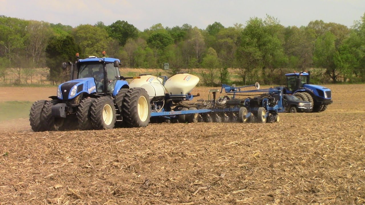 Corn Planting with Big New Holland Tractors